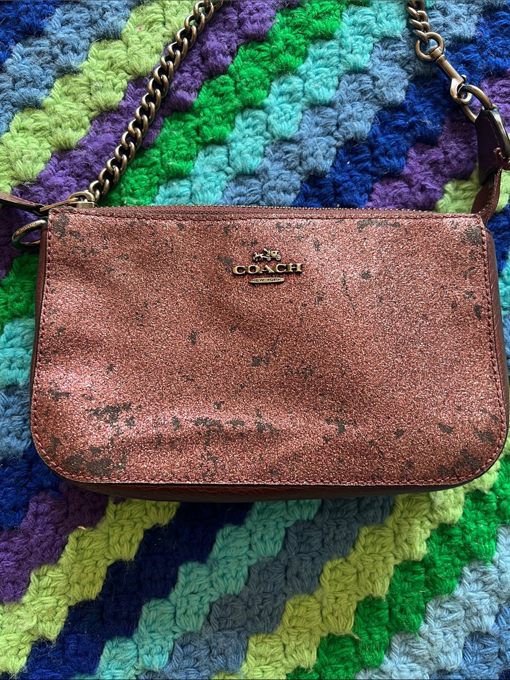 COACH Metallic Glitter Cherry Lolita Wristlet Bag
